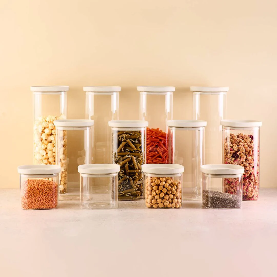 Vorratsschrank Set Maxi | Eckig +Glasdeckel
